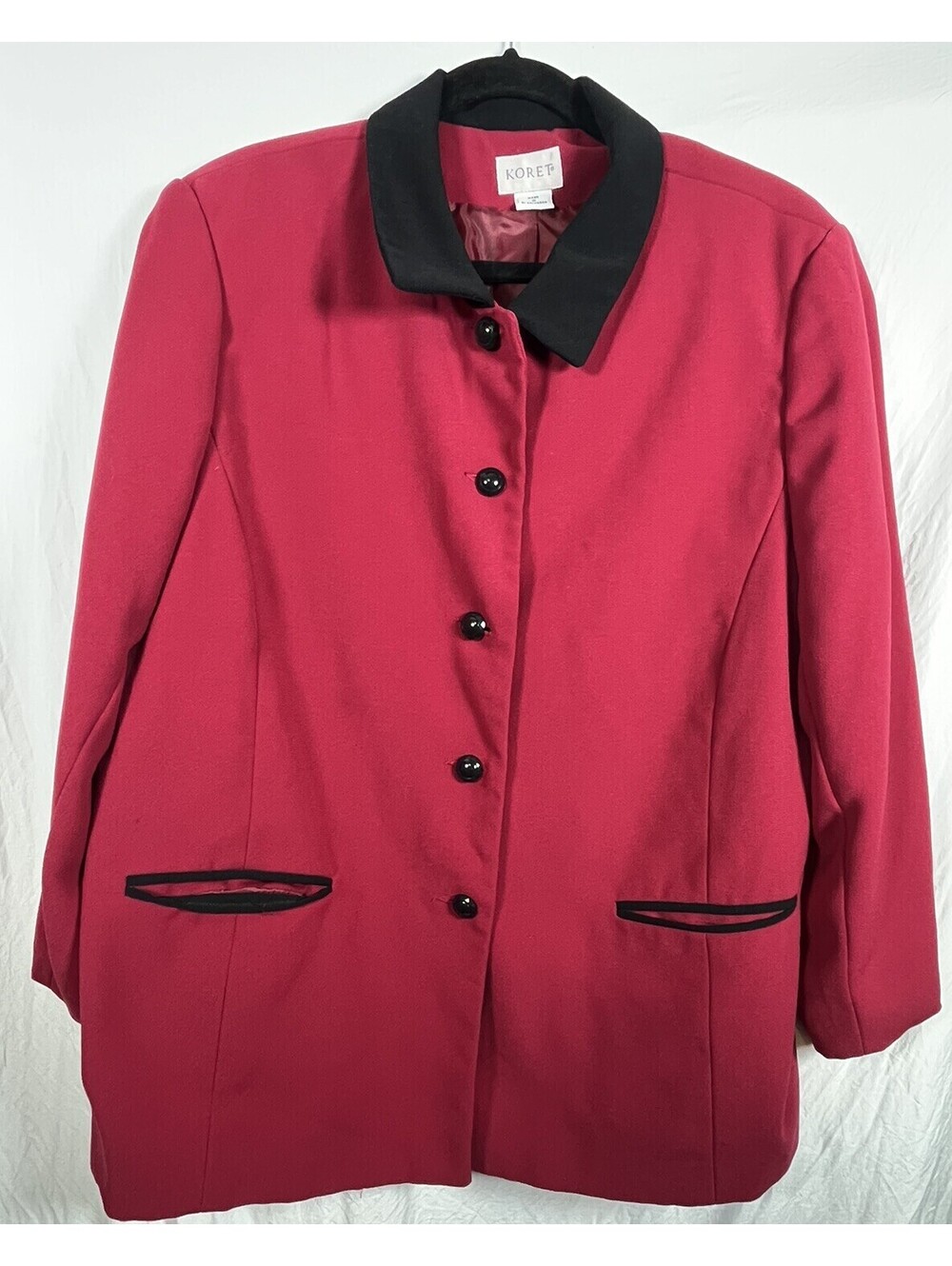 Vintage Koret Blazer Jacket 18 Trendy Dark Pink Grey Boxy Shoulder